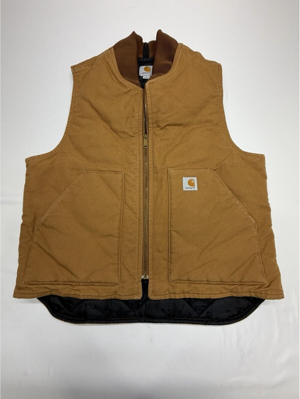 Carhartt Mens V01 BRN Arctic Quilt Lined Duck Vest Brown Large V01BRN